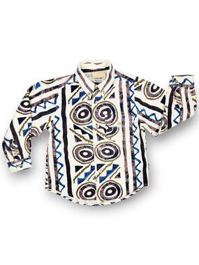 Vintage Cotler 90s Western Geometric Abstract Collared Button Down Shirt Top 6